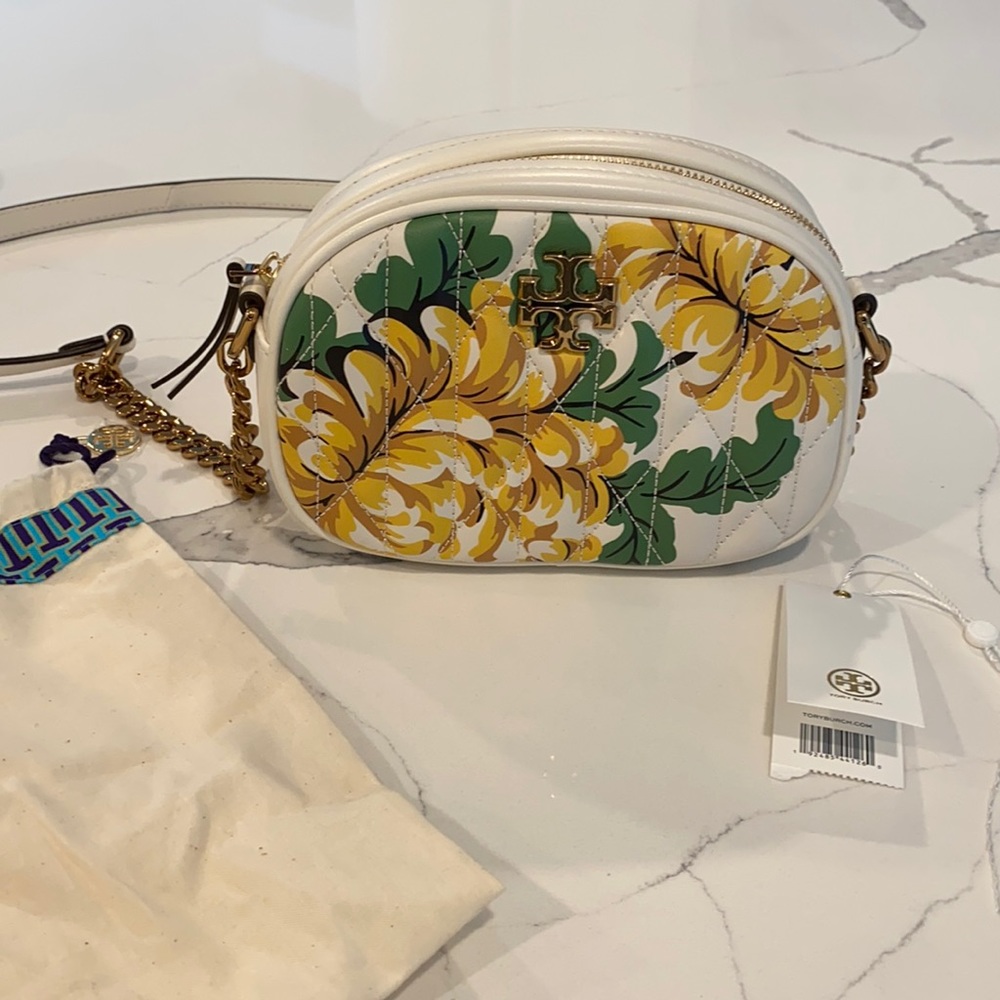 Tory Burch Kira Chevron Quilted Floral Camera Bag